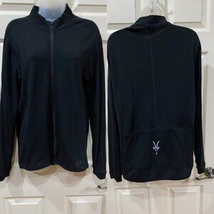 Ibex Merino Wool Full-Zip Cycling Black Jacket With Back Pocket & Logo Detail